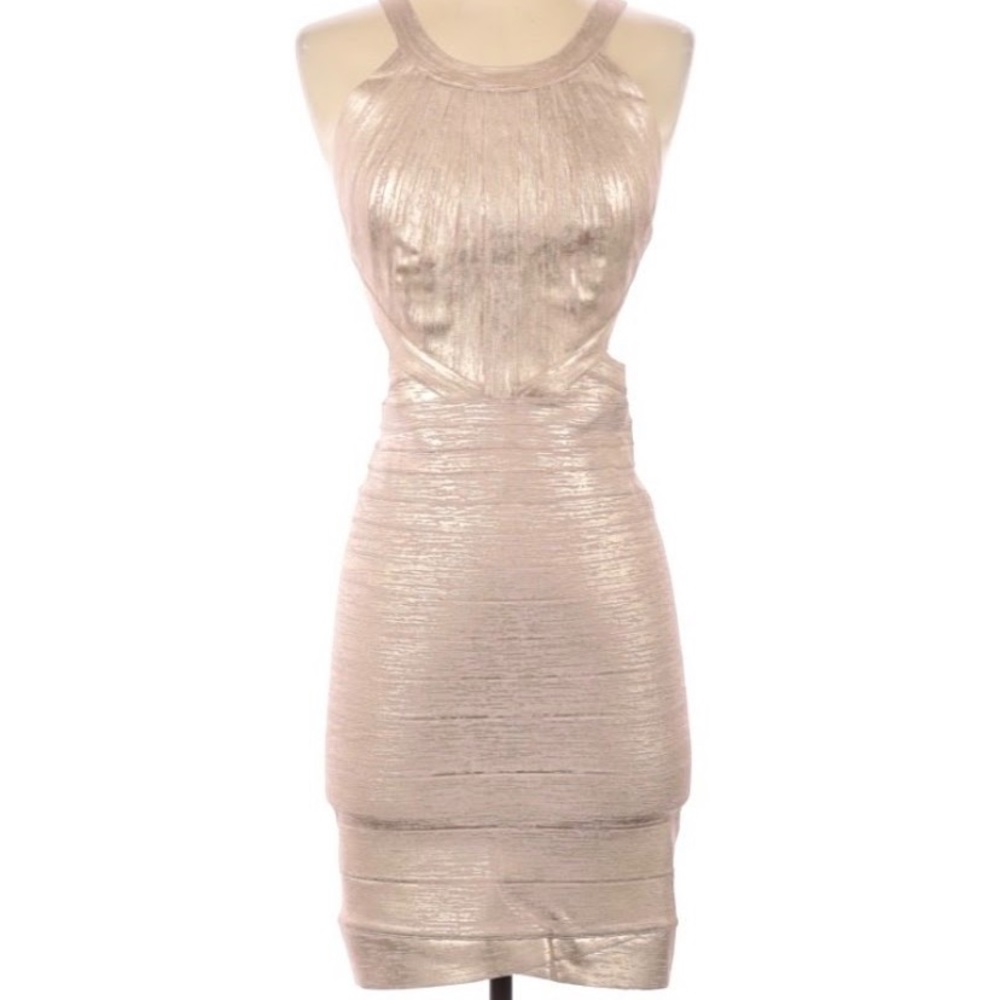 Herve Ledger Gold Bandage dress